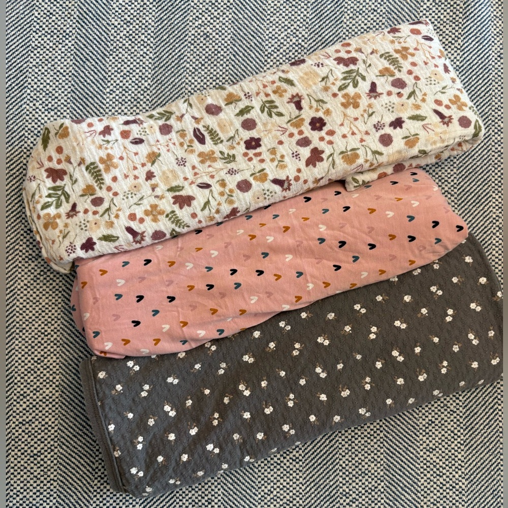 Organic Cotton 3pc Swaddle Blanket Set Posh Peanut/Quincy Mae/Red Rover Bundle